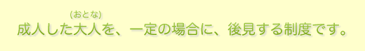成人した大人を、一定の場合に、後見する制度です。